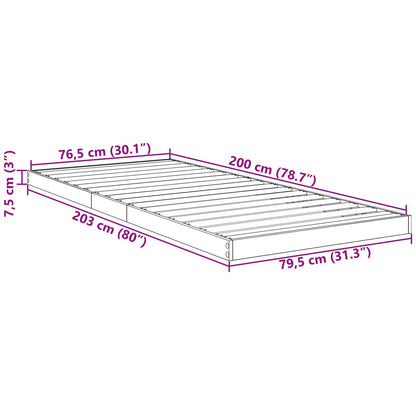 Floor Bed Frame White 80 x 200 cm Engineered Wood