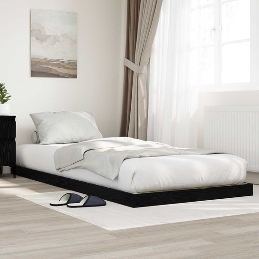 Floor Bed Frame Black Oak 80 x 200 cm Engineered Wood