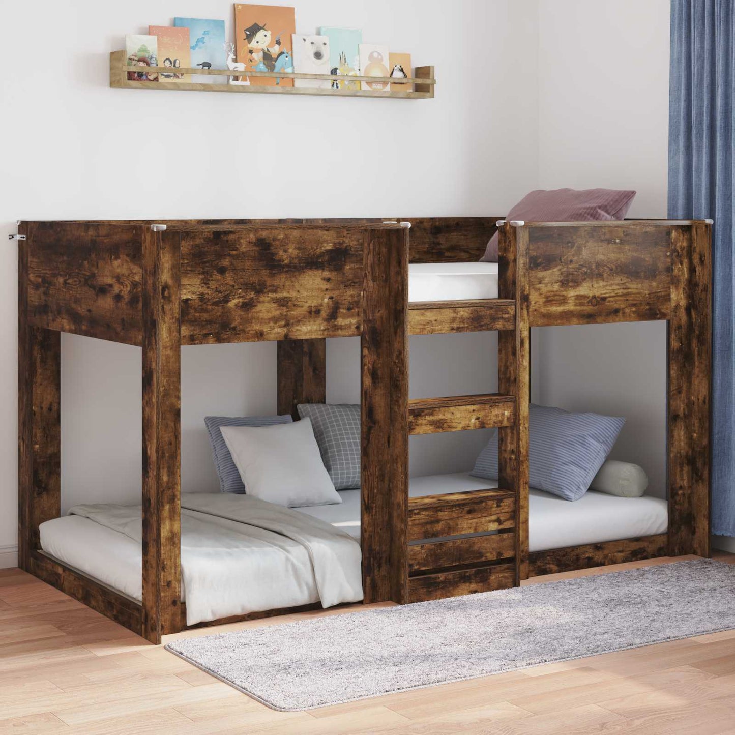 Floor Bed Frame Smoked Oak 80 x 200 cm Engineered Wood
