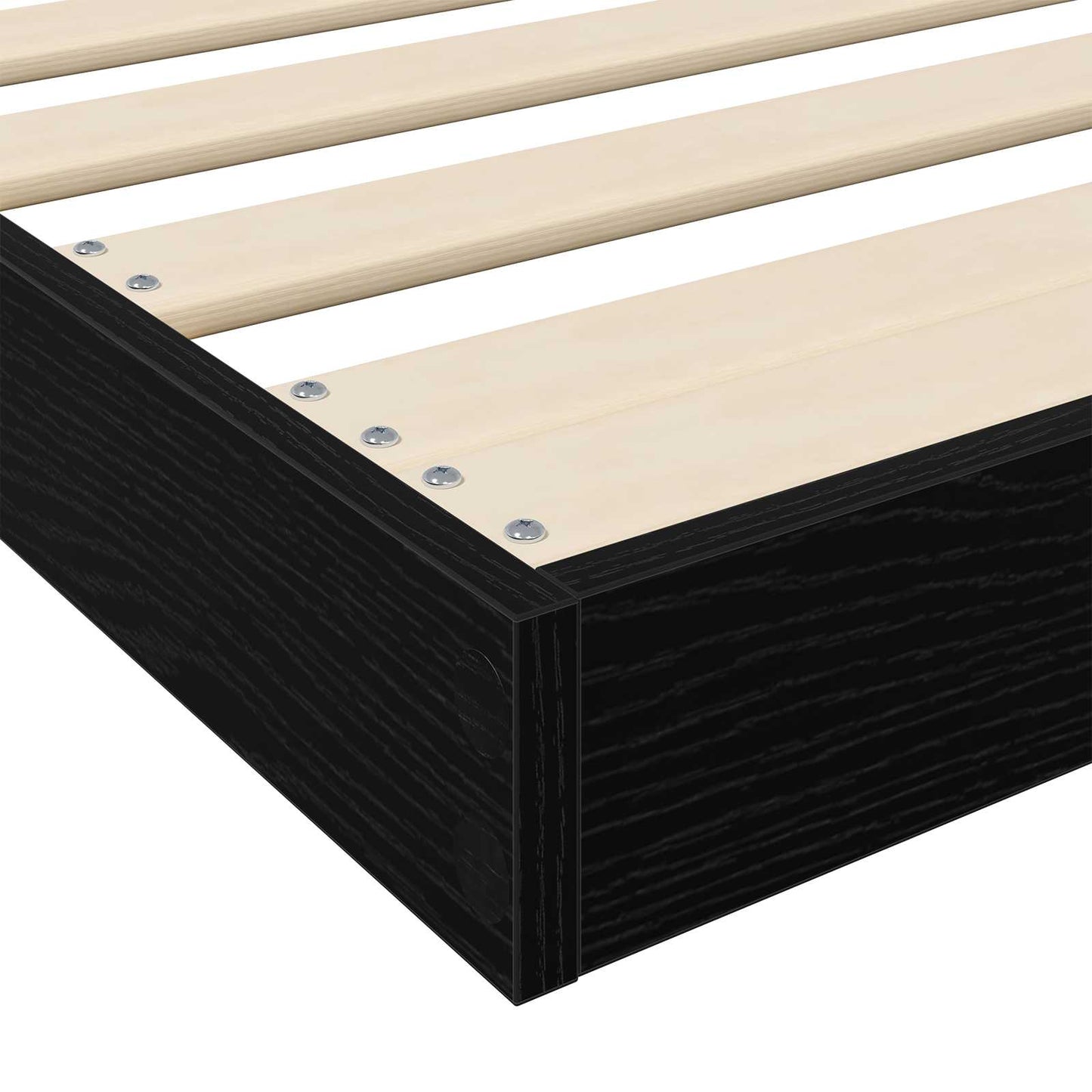Floor Bed Frame Black Oak 90 x 200 cm Engineered Wood