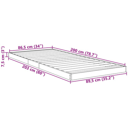 Floor Bed Frame Black Oak 90 x 200 cm Engineered Wood