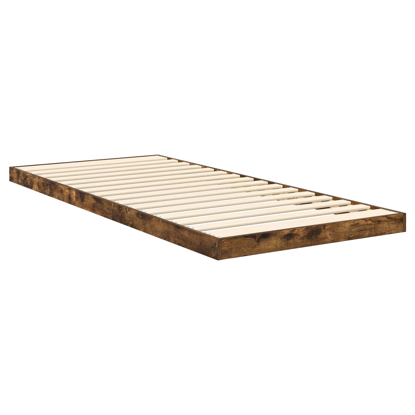 Floor Bed Frame Smoked Oak 90 x 200 cm Engineered Wood
