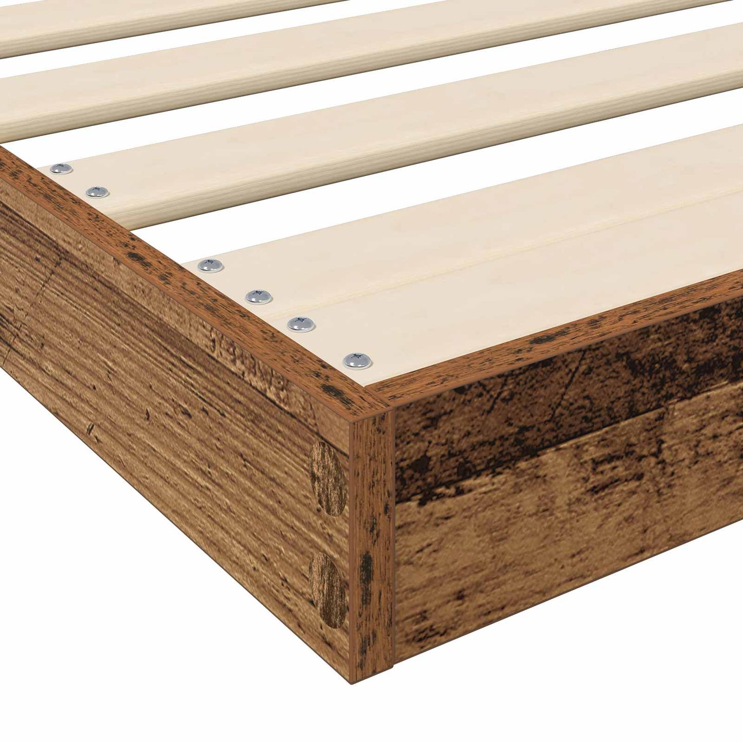Floor Bed Frame Old Wood 90 x 200 cm Engineered Wood