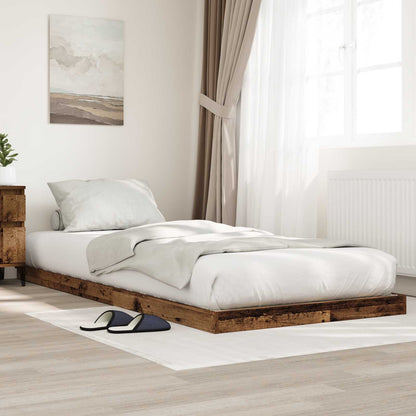 Floor Bed Frame Old Wood 90 x 200 cm Engineered Wood