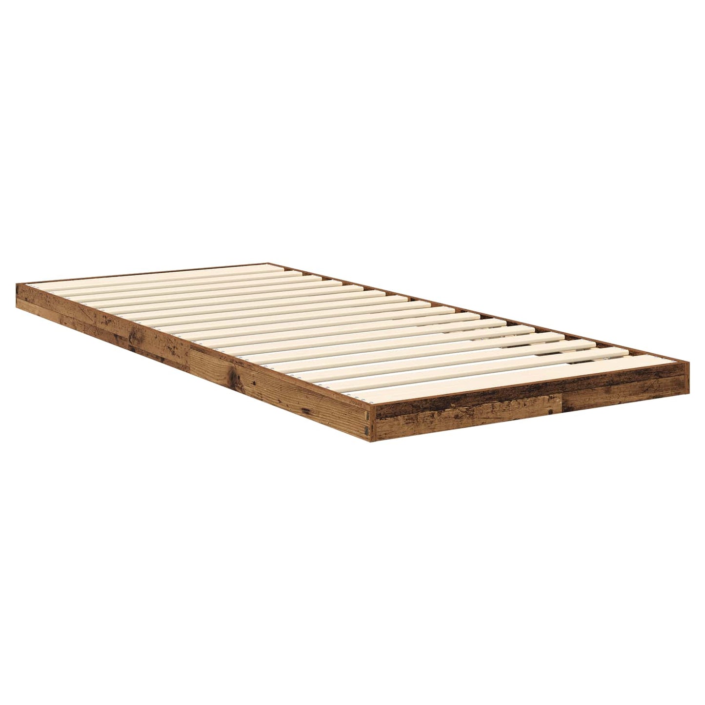Floor Bed Frame Old Wood 90 x 200 cm Engineered Wood