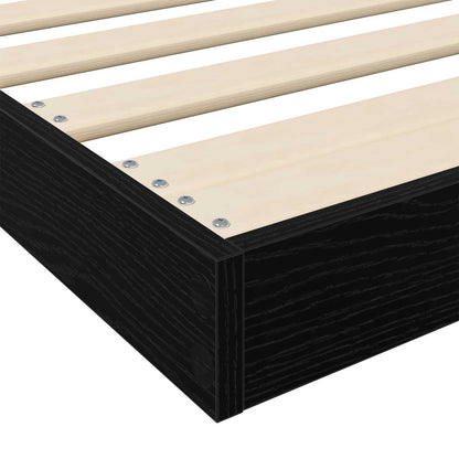 Floor Bed Frame Black Oak 100 x 200 cm Engineered Wood
