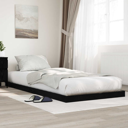 Floor Bed Frame Black Oak 100 x 200 cm Engineered Wood