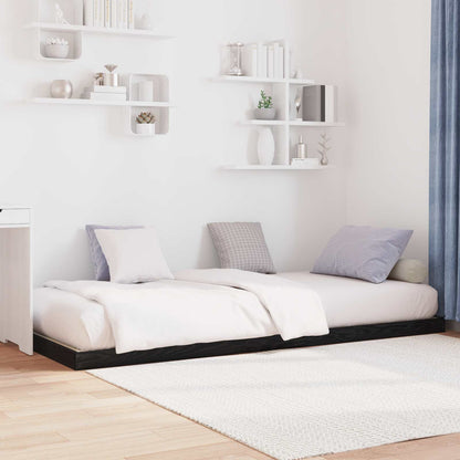 Floor Bed Frame Black Oak 100 x 200 cm Engineered Wood