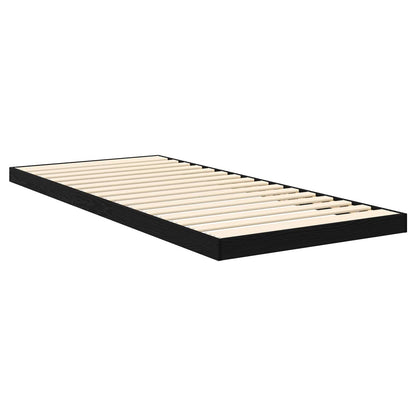 Floor Bed Frame Black Oak 100 x 200 cm Engineered Wood