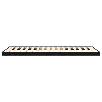 Floor Bed Frame Black Oak 100 x 200 cm Engineered Wood