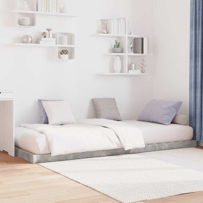 Floor Bed Frame Concrete Grey 100 x 200 cm Engineered Wood