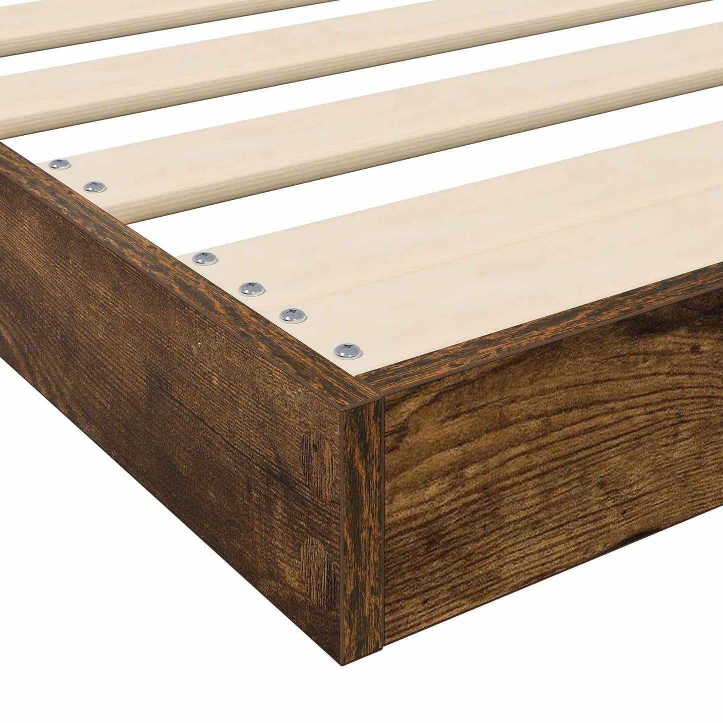 Floor Bed Frame Smoked Oak 100 x 200 cm Engineered Wood