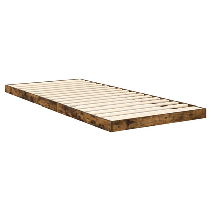 Floor Bed Frame Smoked Oak 100 x 200 cm Engineered Wood