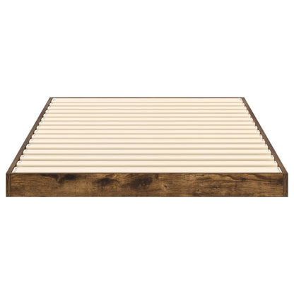Floor Bed Frame Smoked Oak 100 x 200 cm Engineered Wood