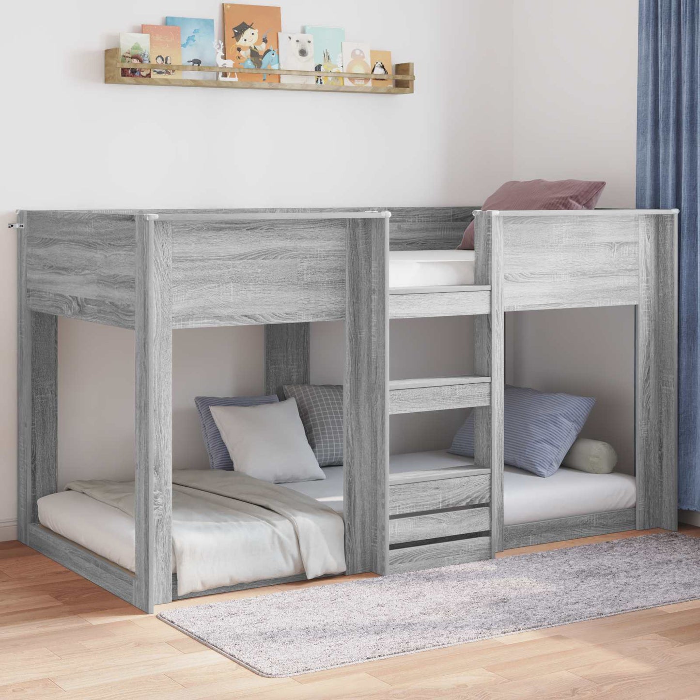 Floor Bed Frame Grey Sonoma 100 x 200 cm Engineered Wood