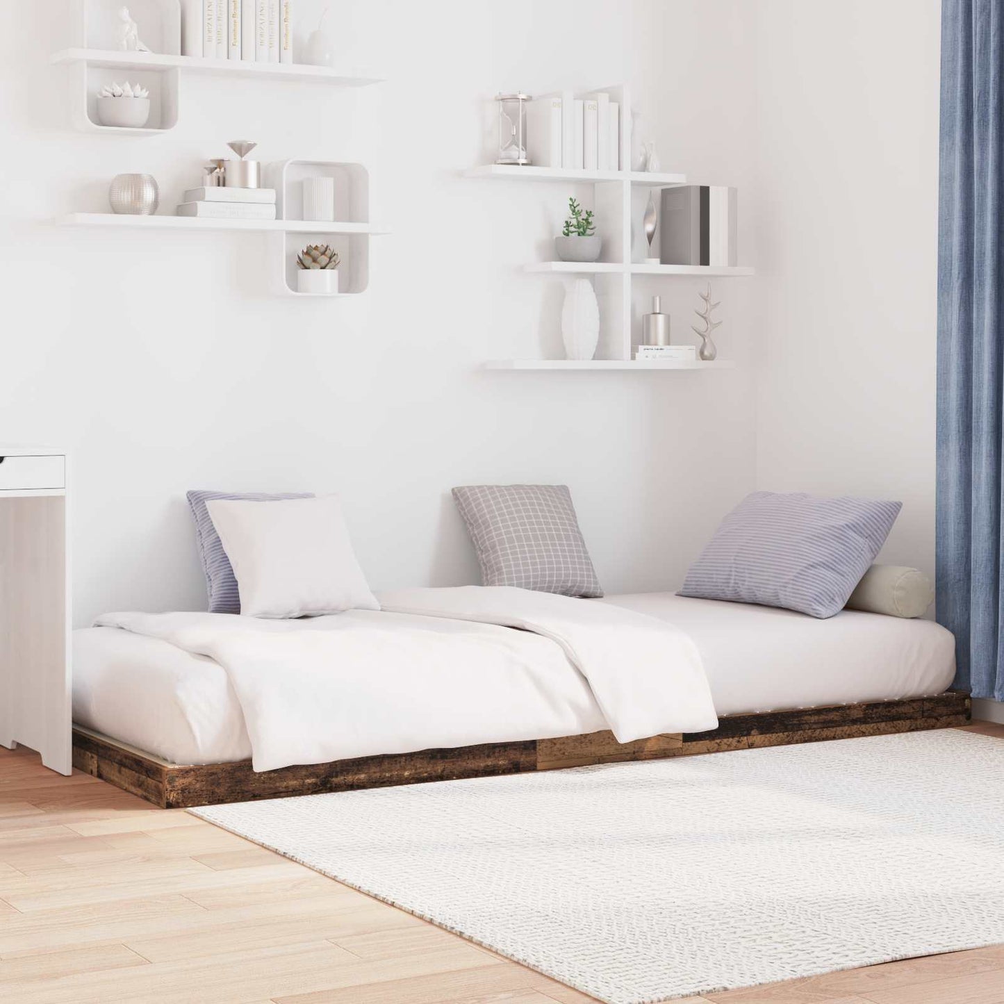 Floor Bed Frame Old Wood 100 x 200 cm Engineered Wood