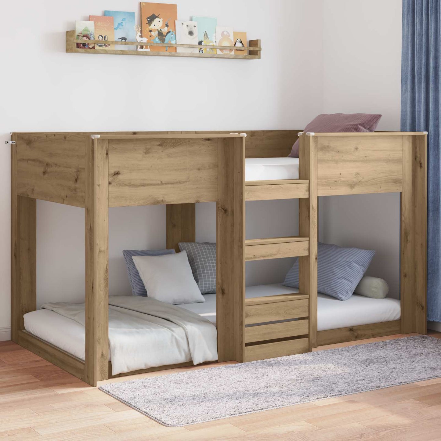Floor Bed Frame Artisan Oak 100 x 200 cm Engineered Wood