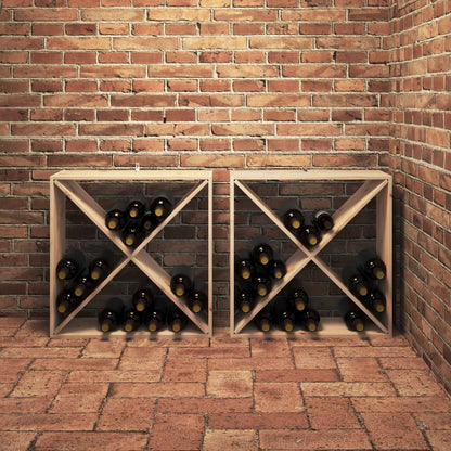 Wine Rack 2 pcs Natural 62 x 25 x 62 cm Solid Pine Wood