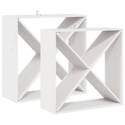 Wine Rack 2 pcs White 62 x 25 x 62 cm Solid Pine Wood