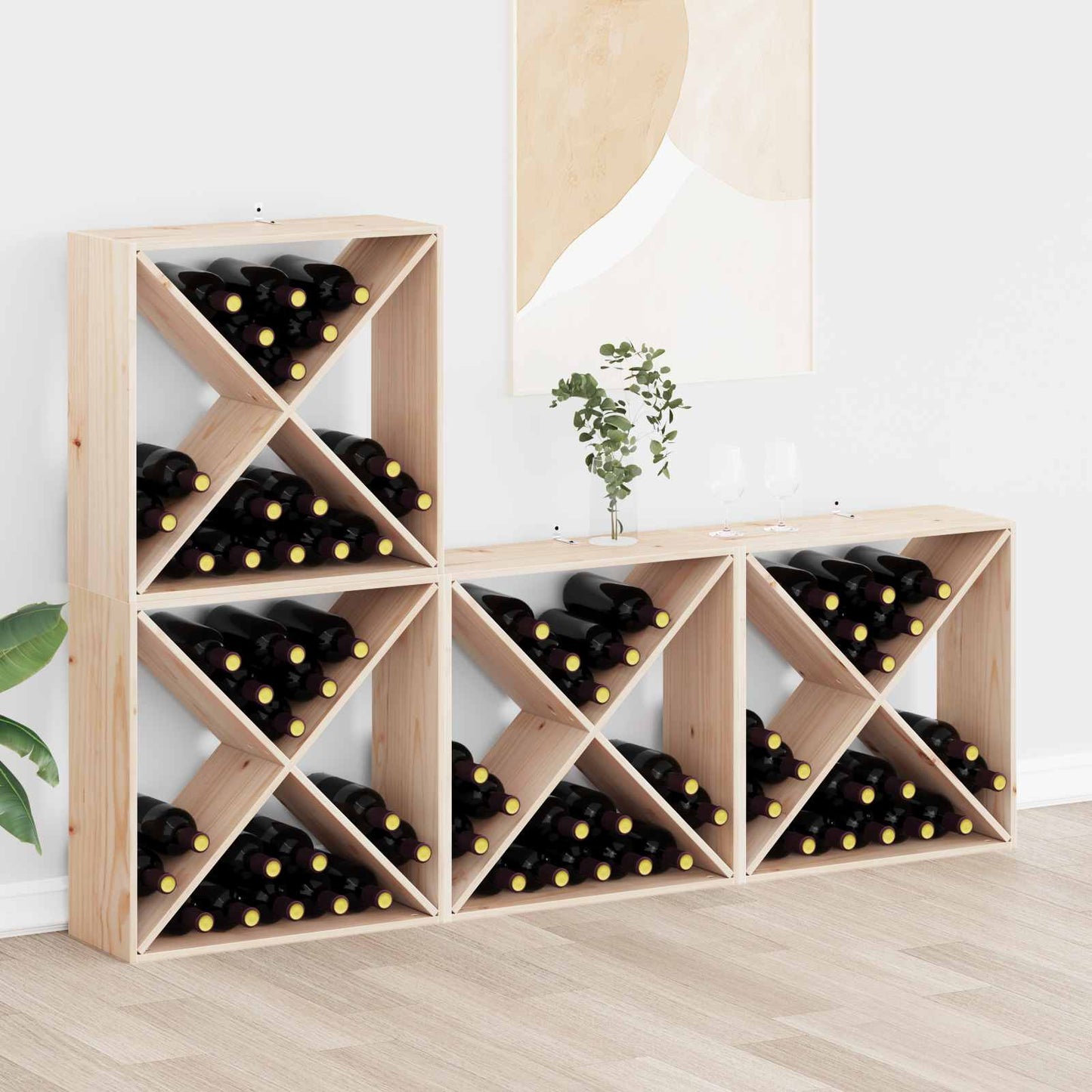 Wine Rack 4 pcs Natural 62 x 25 x 62 cm Solid Pine Wood