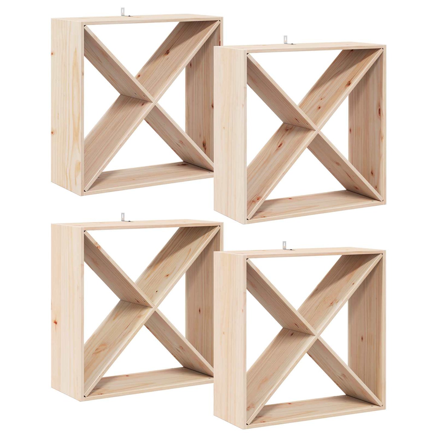 Wine Rack 4 pcs Natural 62 x 25 x 62 cm Solid Pine Wood