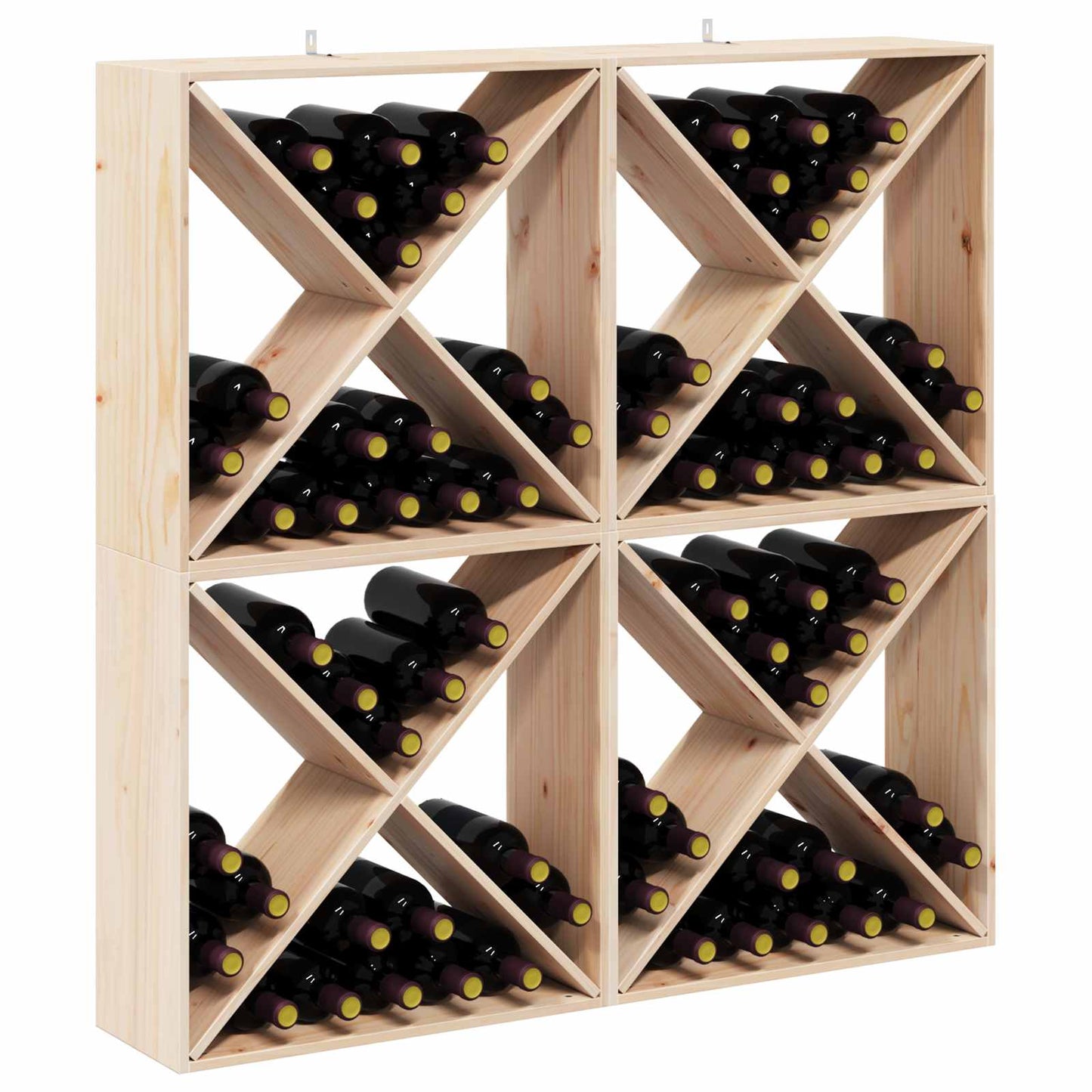 Wine Rack 4 pcs Natural 62 x 25 x 62 cm Solid Pine Wood