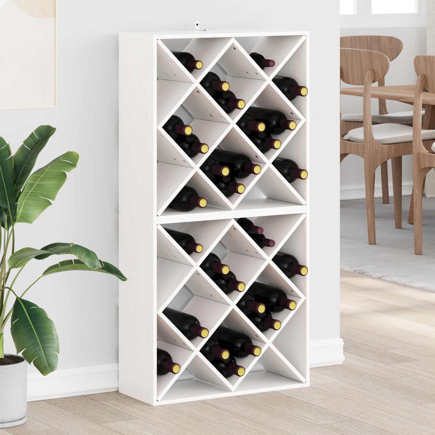 Wine Rack 2 pcs White 62 x 25 x 62 cm Solid Pine Wood