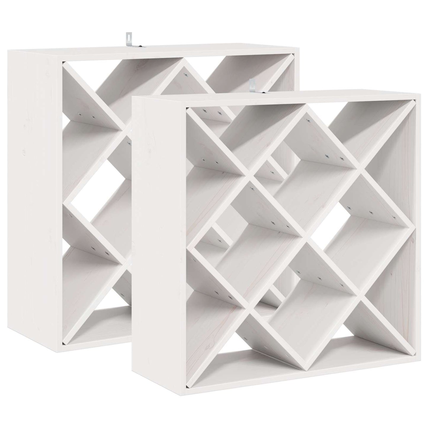 Wine Rack 2 pcs White 62 x 25 x 62 cm Solid Pine Wood