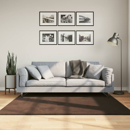 Medium Pile Soft and Washable Rug HUARTE Brown 160 x 160 cm
