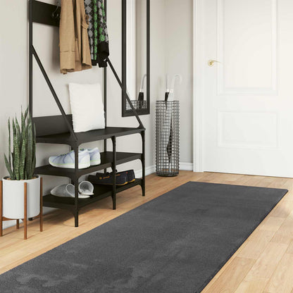 Medium Pile Soft and Washable Rug HUARTE Anthracite 80 x 500 cm