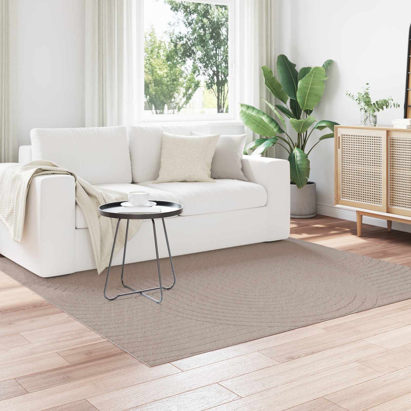 Area Rugs Square PALMERAS Beige 120 x 120 cm Polyester
