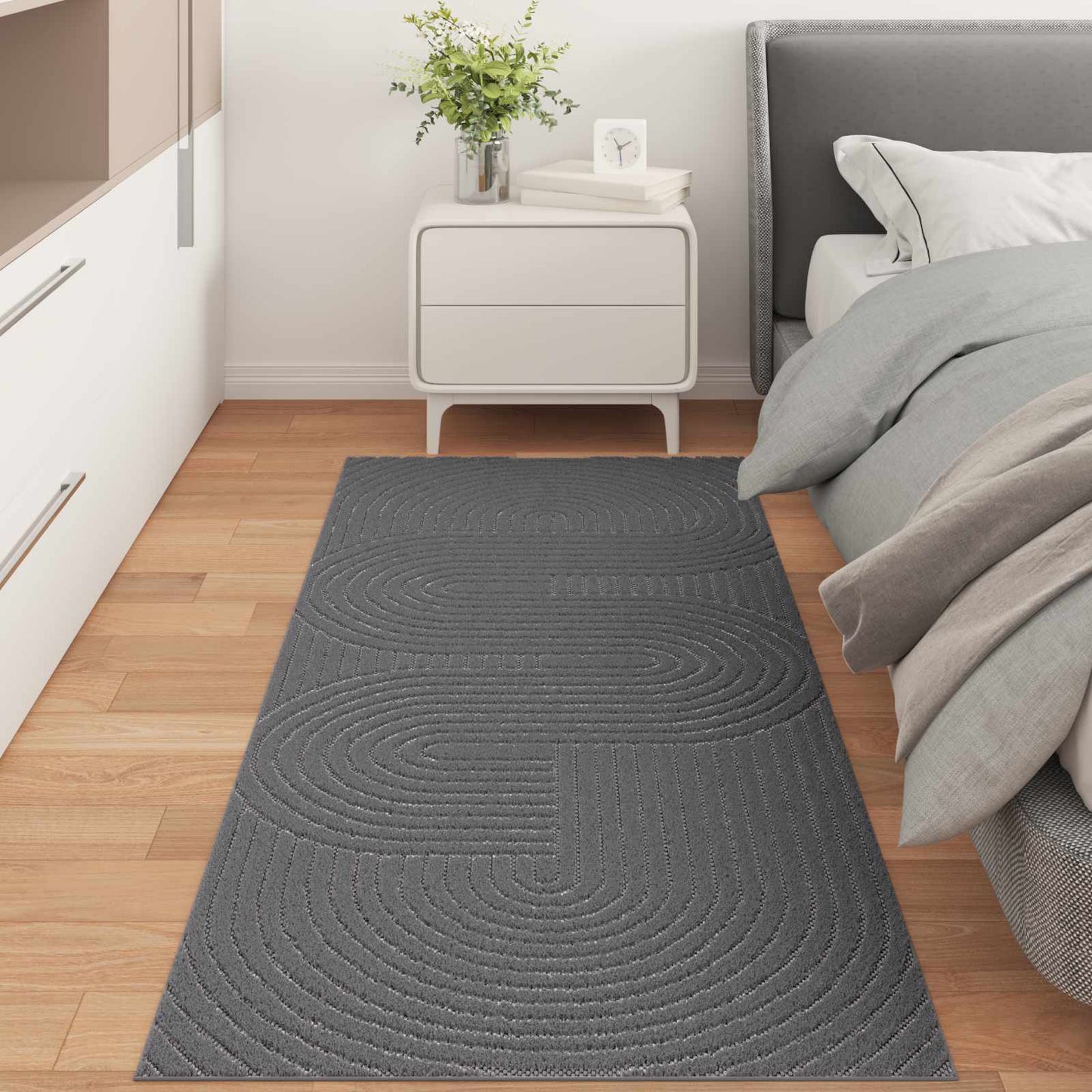 Area Rugs Rectangular PALMERAS Anthracite 150 x 80 cm Polyester