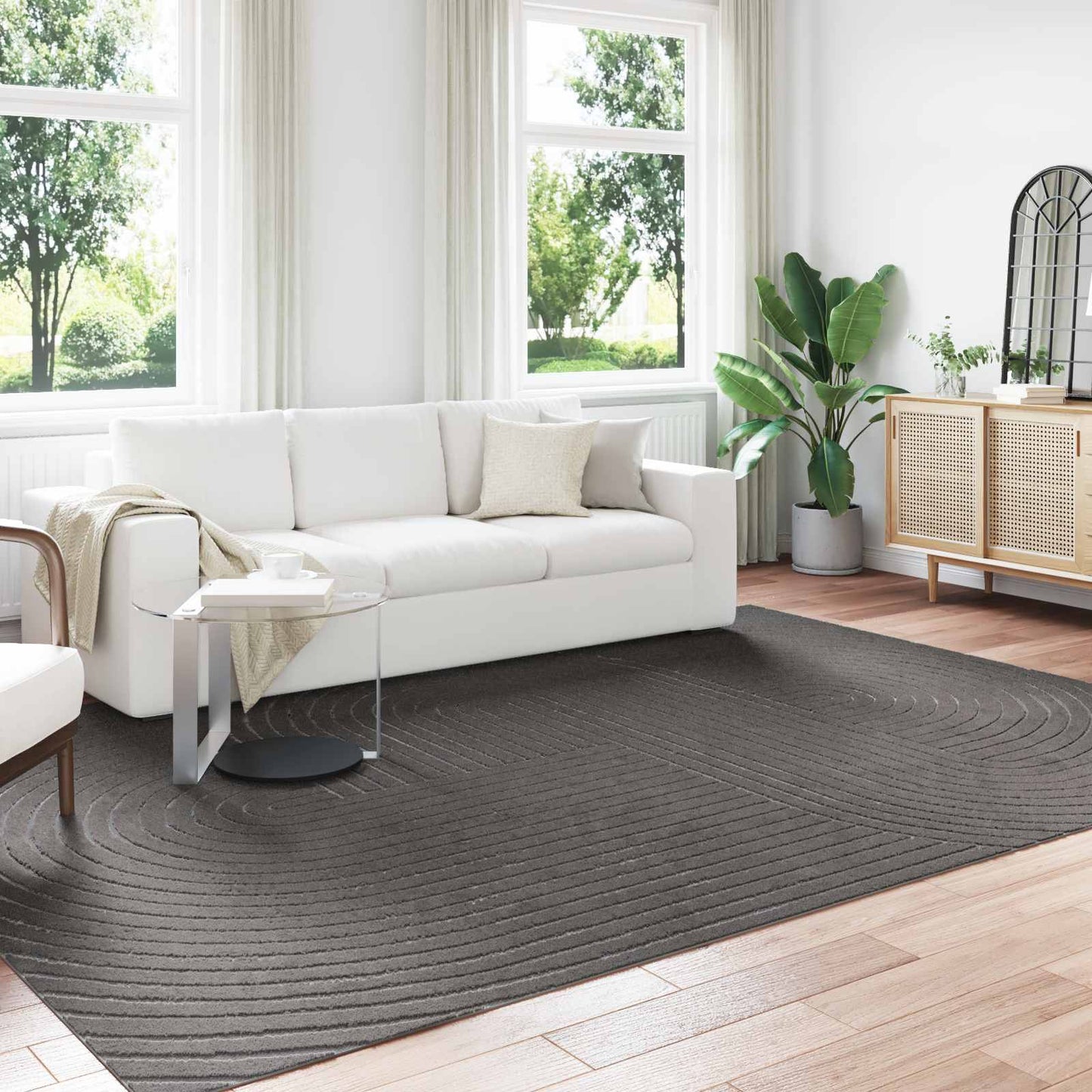 Area Rugs Rectangular PALMERAS Anthracite 340 x 240 cm