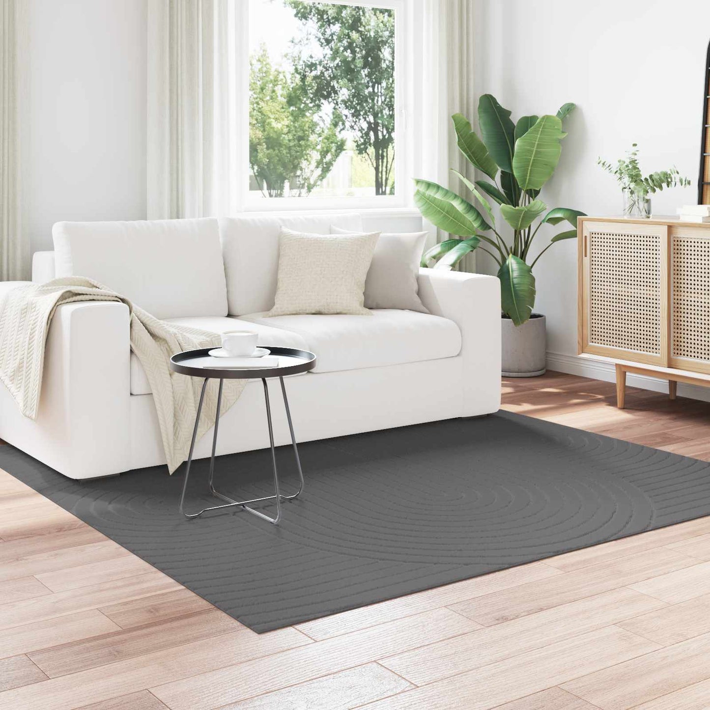 Area Rugs Square PALMERAS Anthracite 200 x 200 cm Polyester