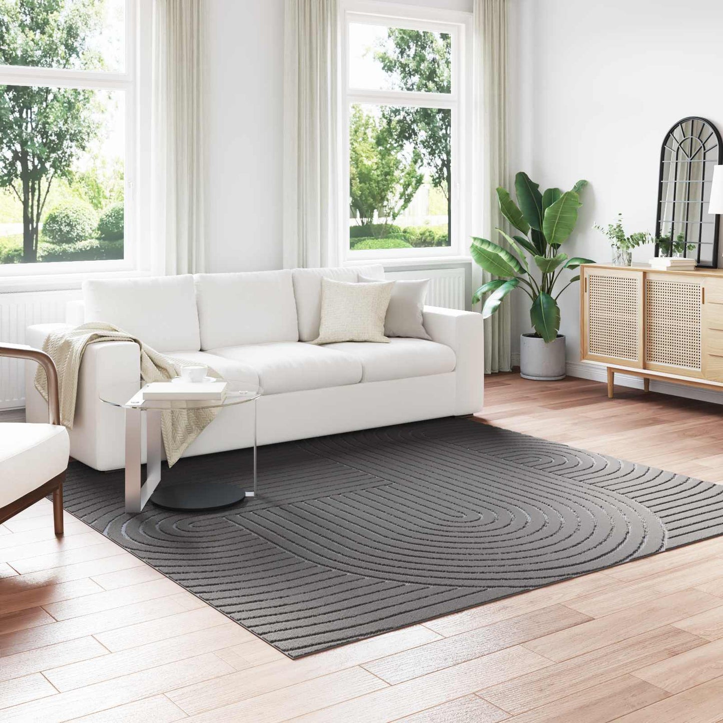 Area Rugs Square PALMERAS Anthracite 240 x 240 cm Polyester