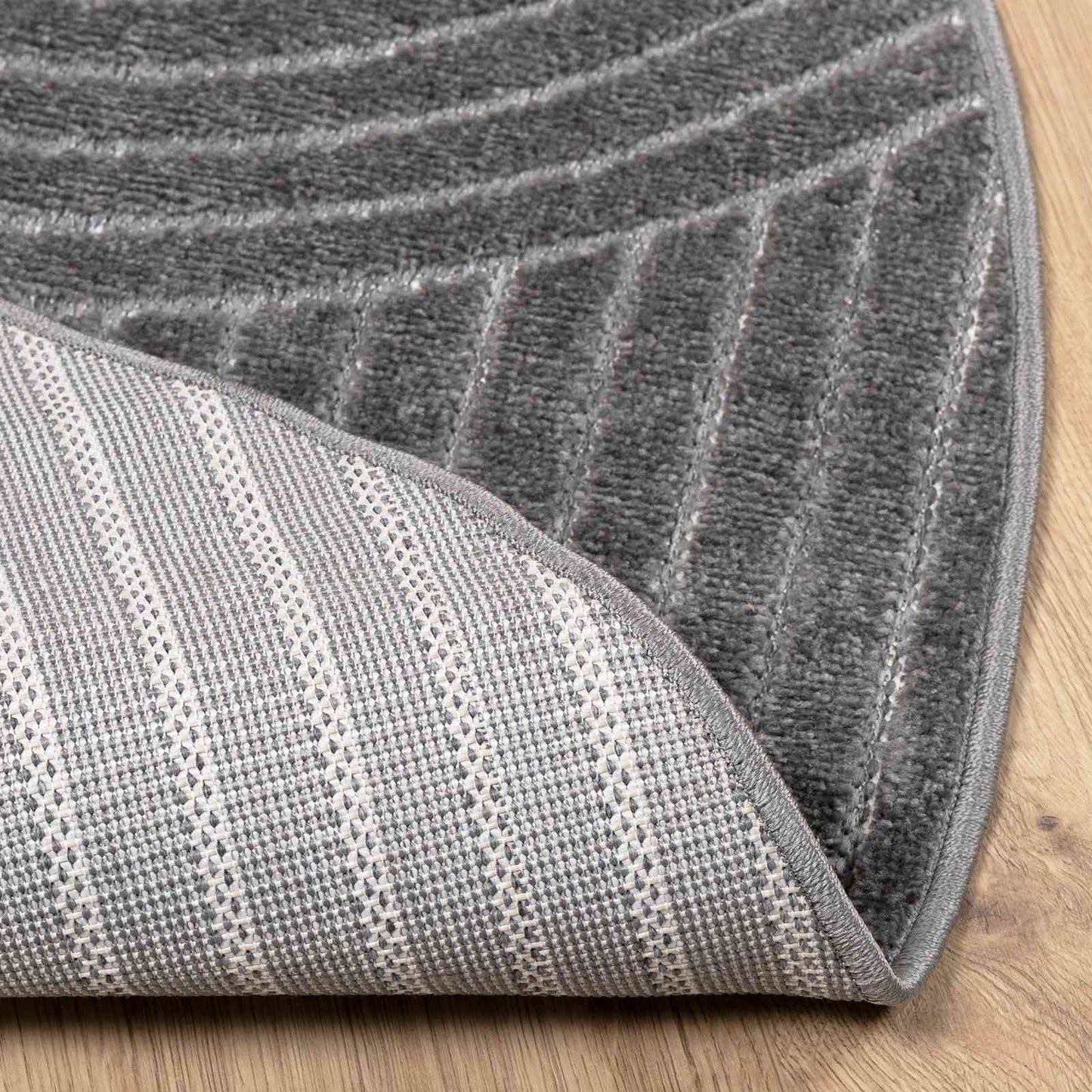 Area Rugs Round PALMERAS Anthracite Ø 160 CM Polyester