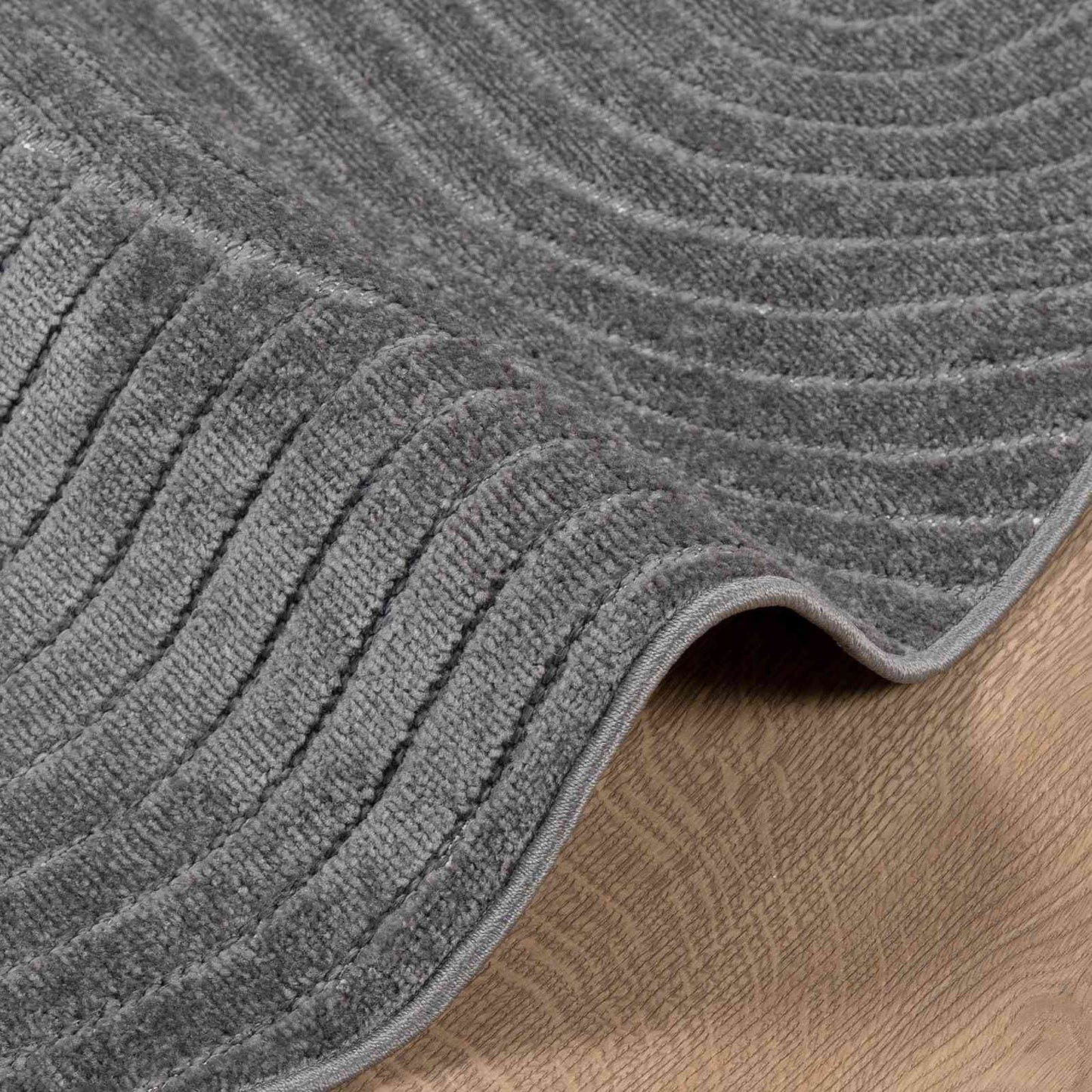 Area Rugs Round PALMERAS Anthracite Ø 160 CM Polyester