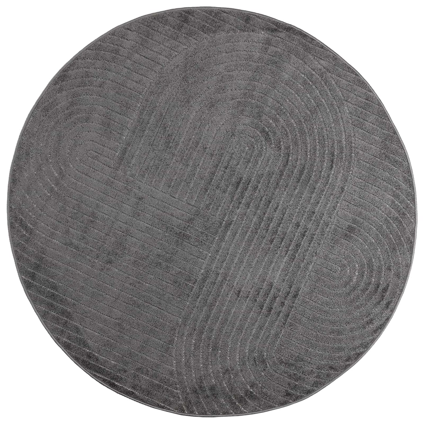 Area Rugs Round PALMERAS Anthracite Ø 160 CM Polyester