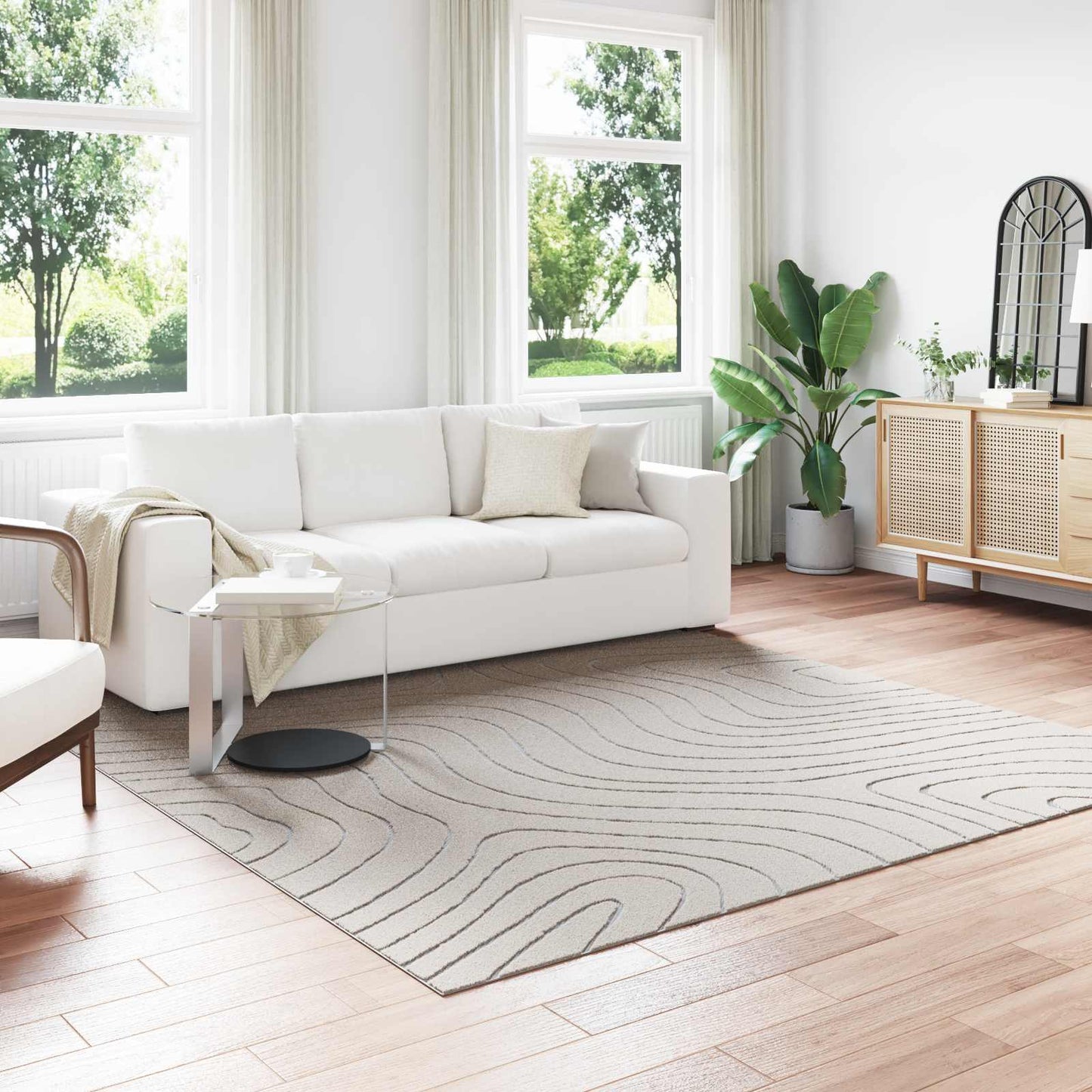 Area Rugs Square PALMERAS Cream 240 x 240 cm Polyester