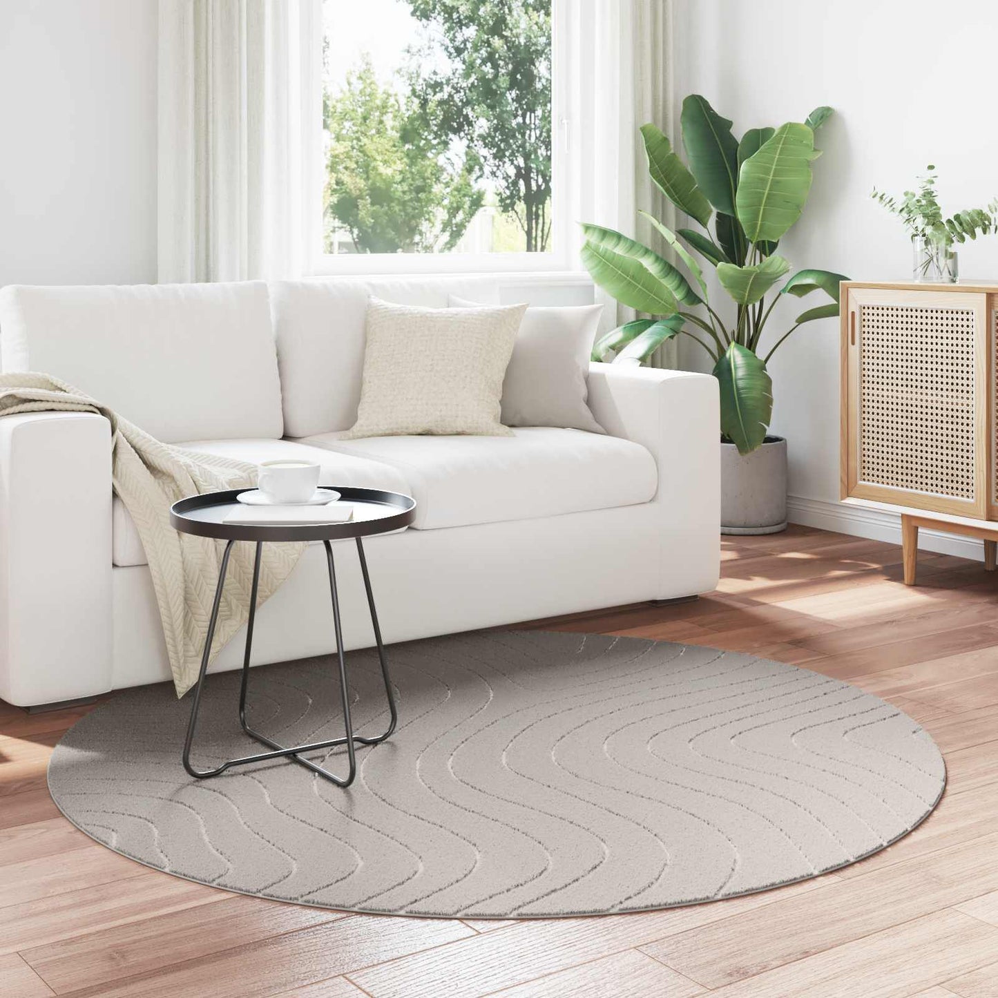 Area Rugs Round PALMERAS Cream Ø 120 CM Polyester