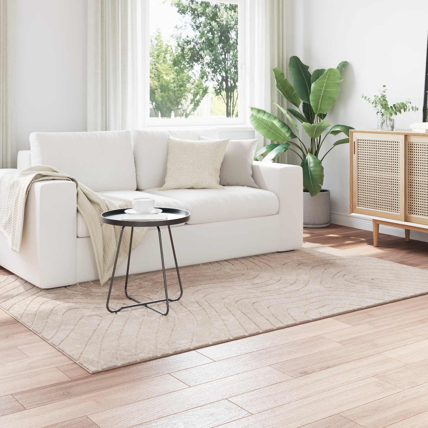 Area Rugs Rectangular PALMERAS Beige 140 x 200 cm Polyester