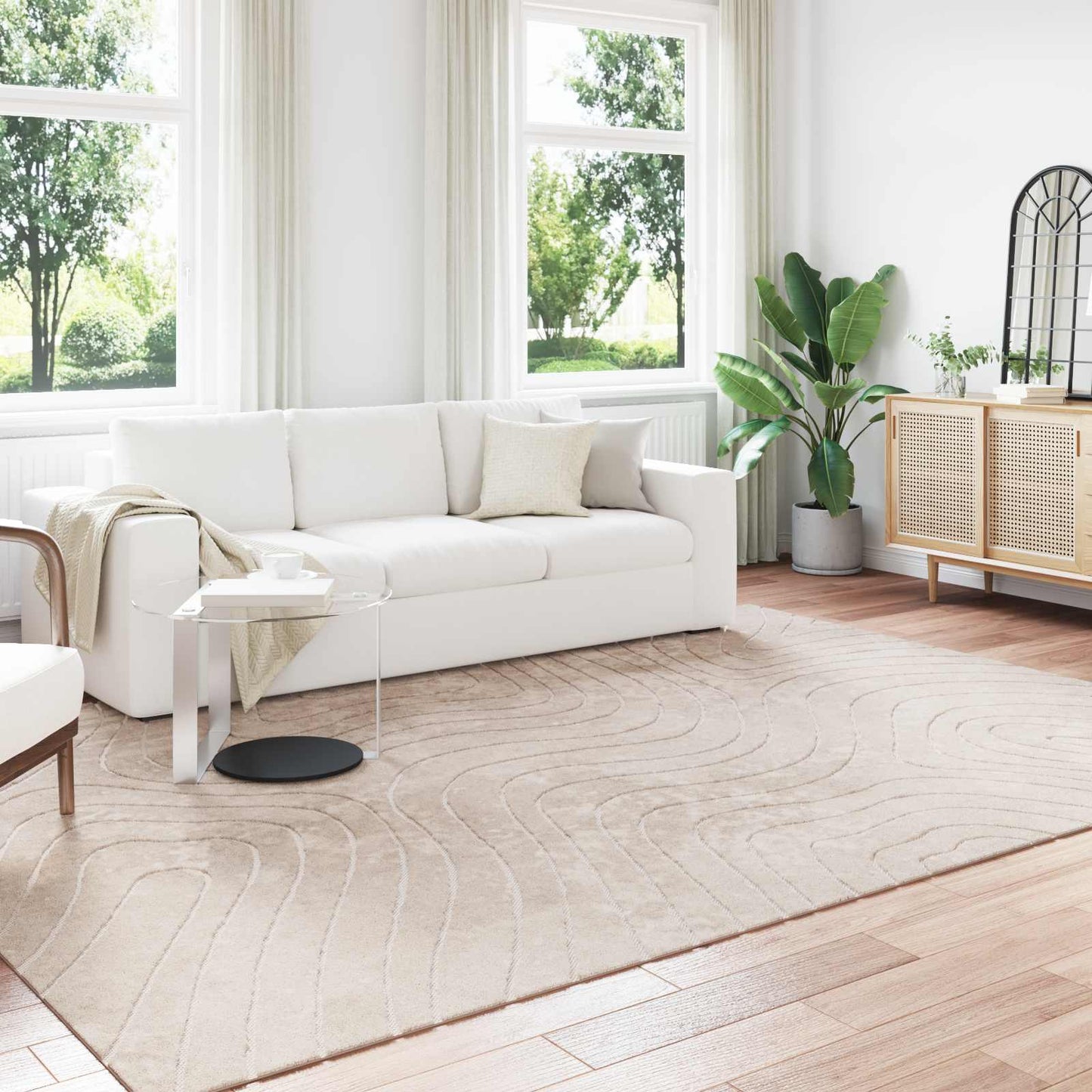 Area Rugs Rectangular PALMERAS Beige 200 x 280 cm Polyester