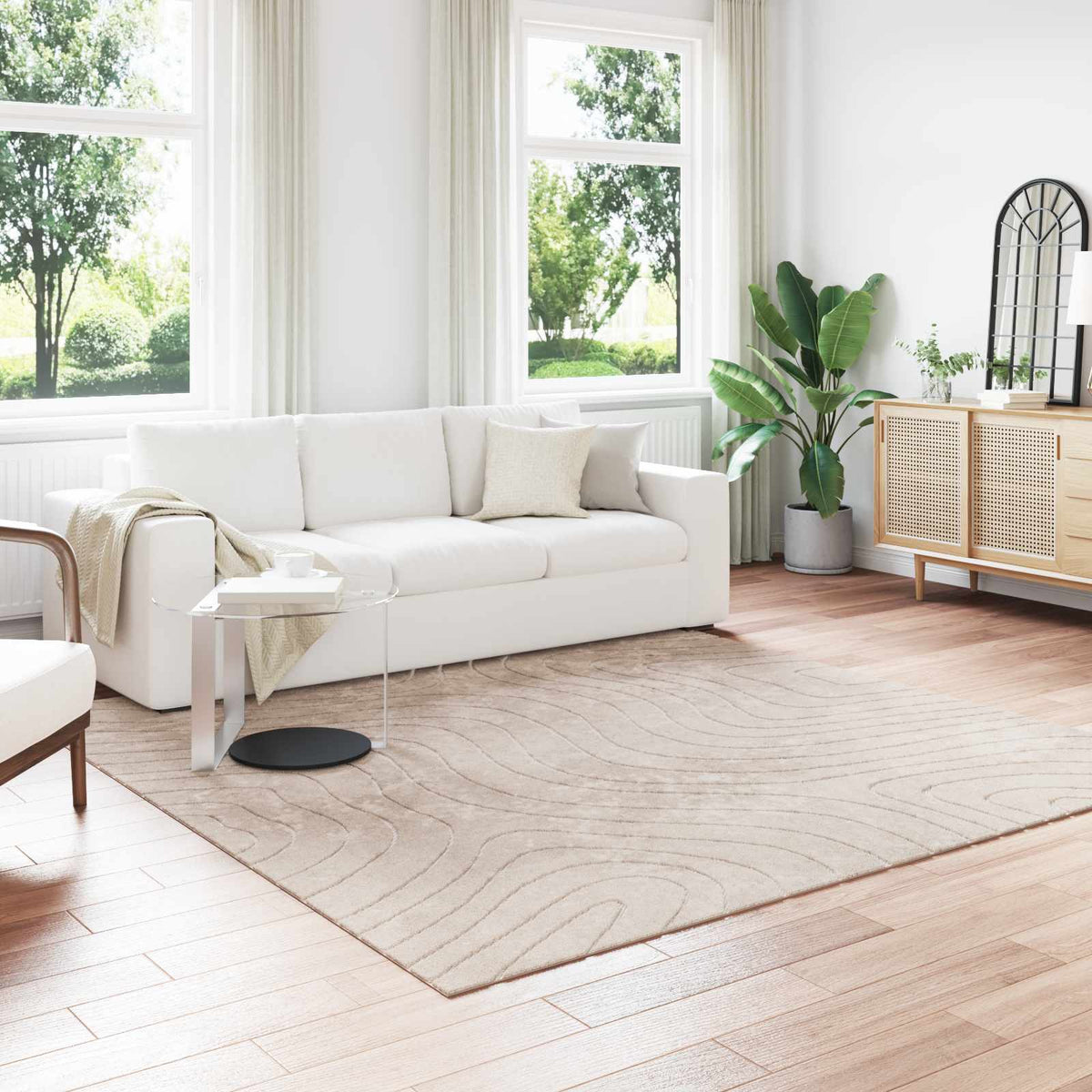 Indoor and Outdoor Rug PALMERAS Beige 240 x 240 cm Polyester