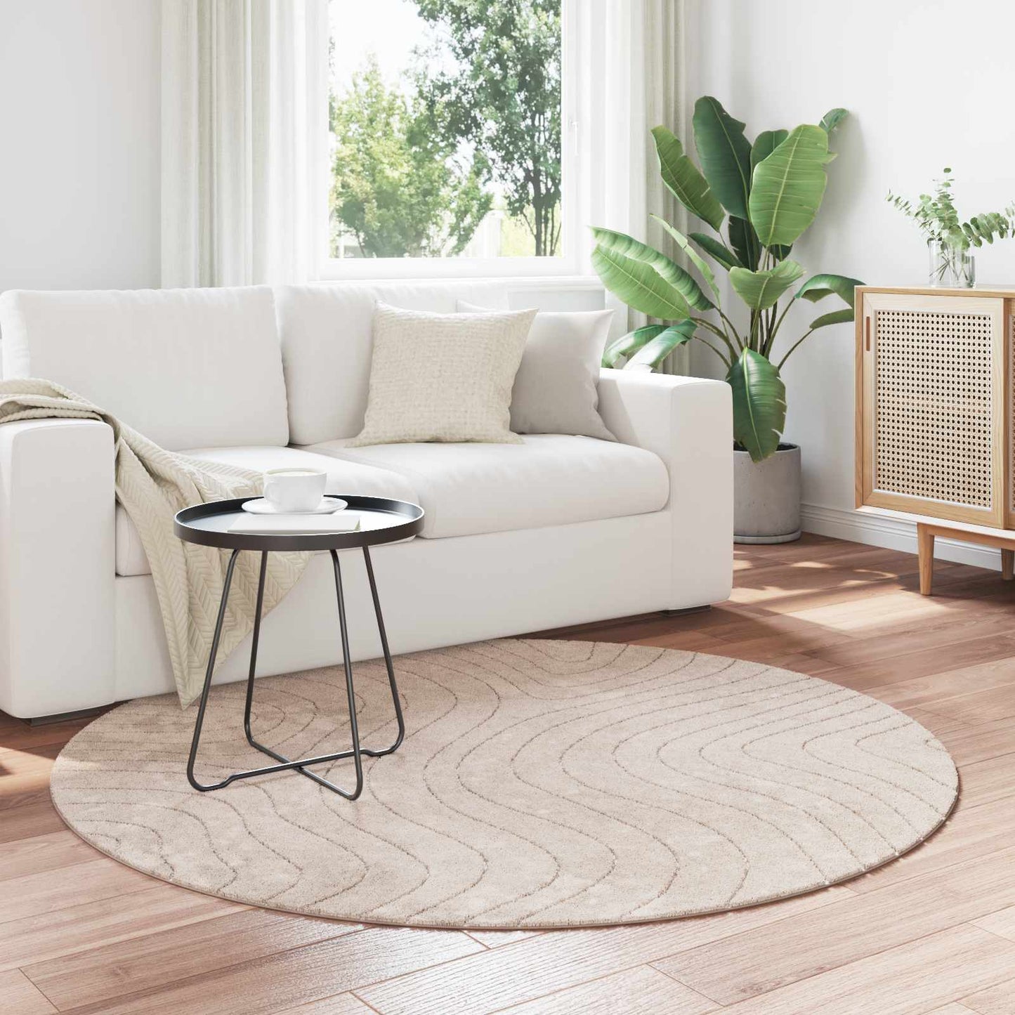 Area Rugs Round PALMERAS Beige Ø 200 CM Polyester