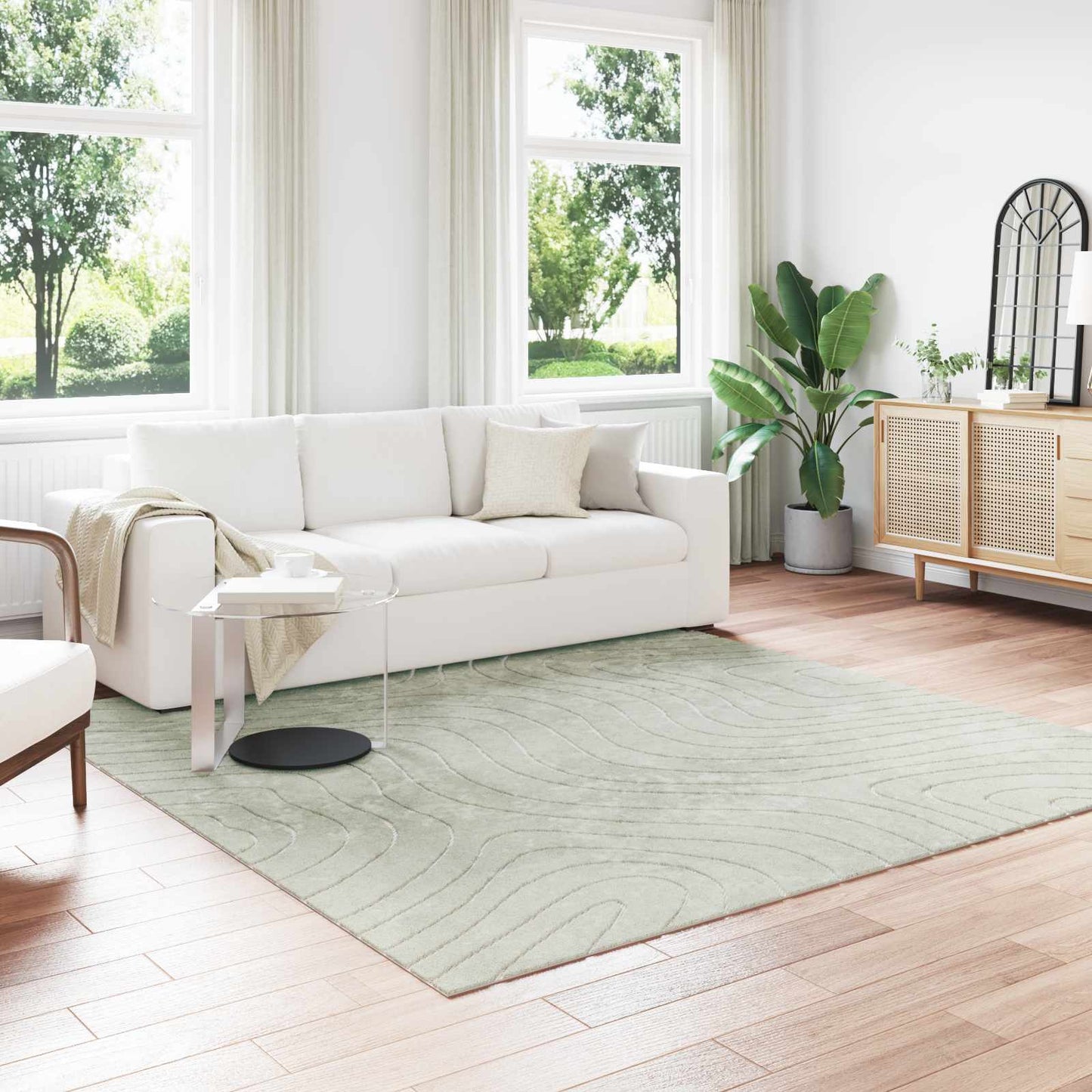 Area Rugs Square PALMERAS Green 240 x 240 cm Polyester
