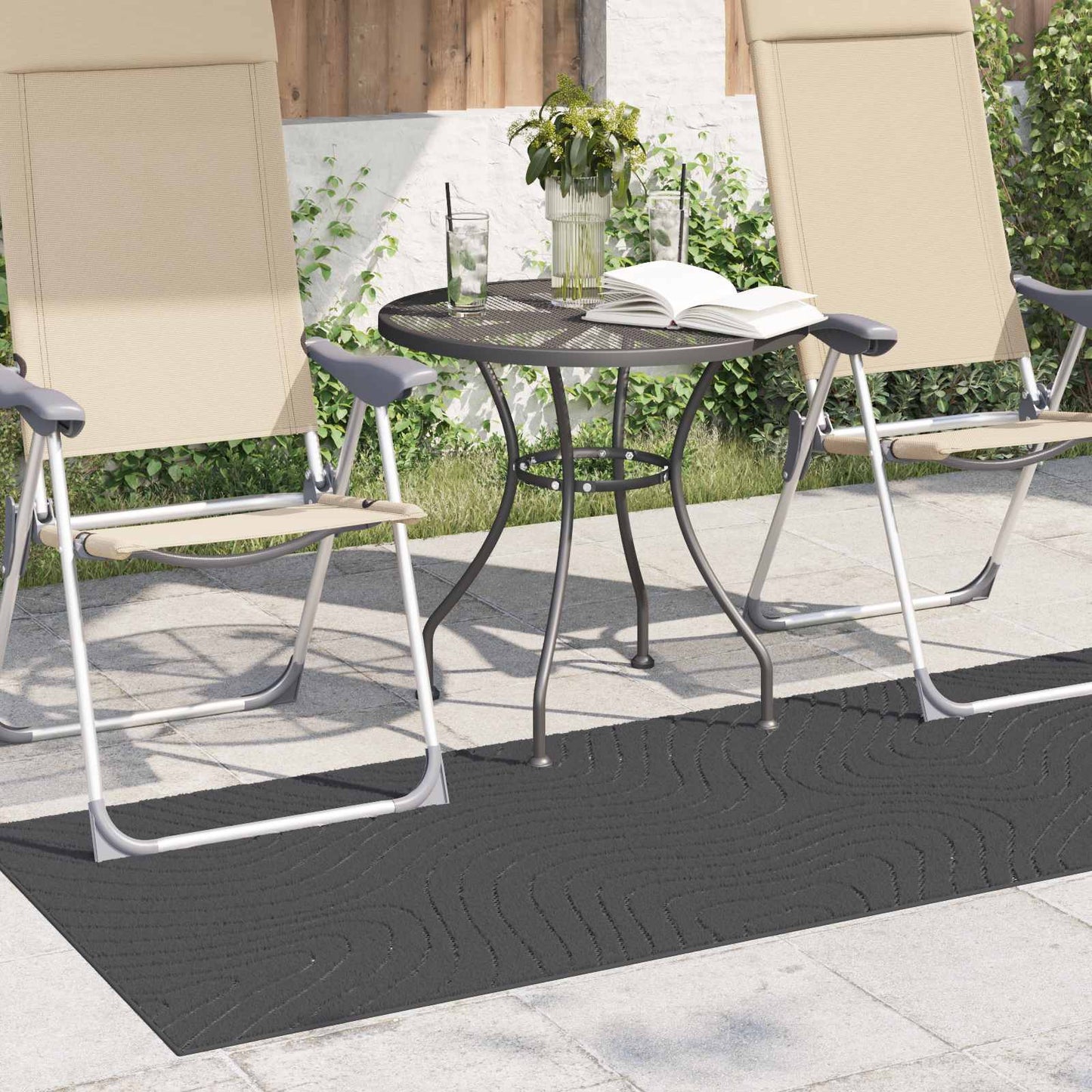 Area Rugs Rectangular PALMERAS Anthracite 150 x 80 cm Polyester