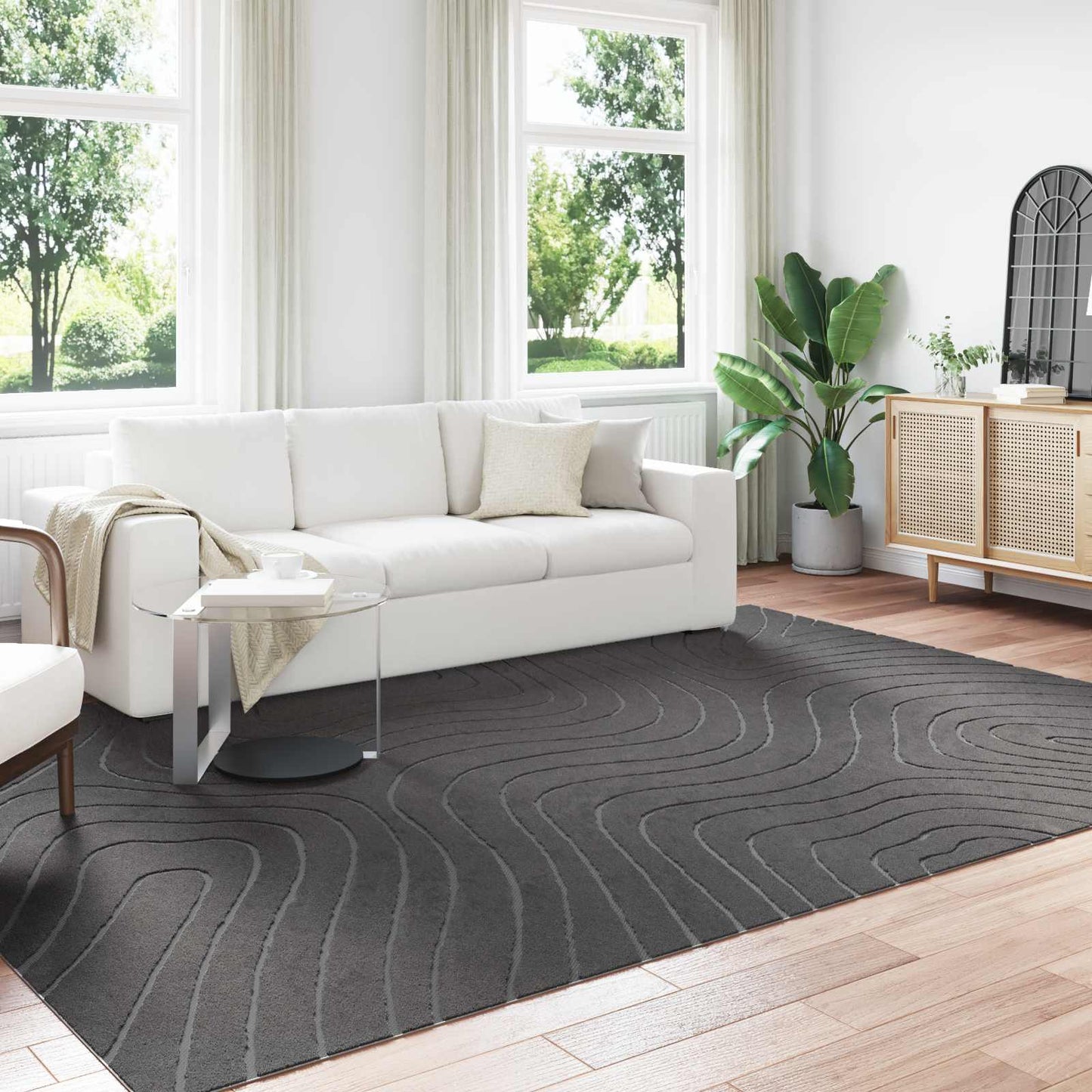 Area Rugs Rectangular PALMERAS Anthracite 340 x 240 cm