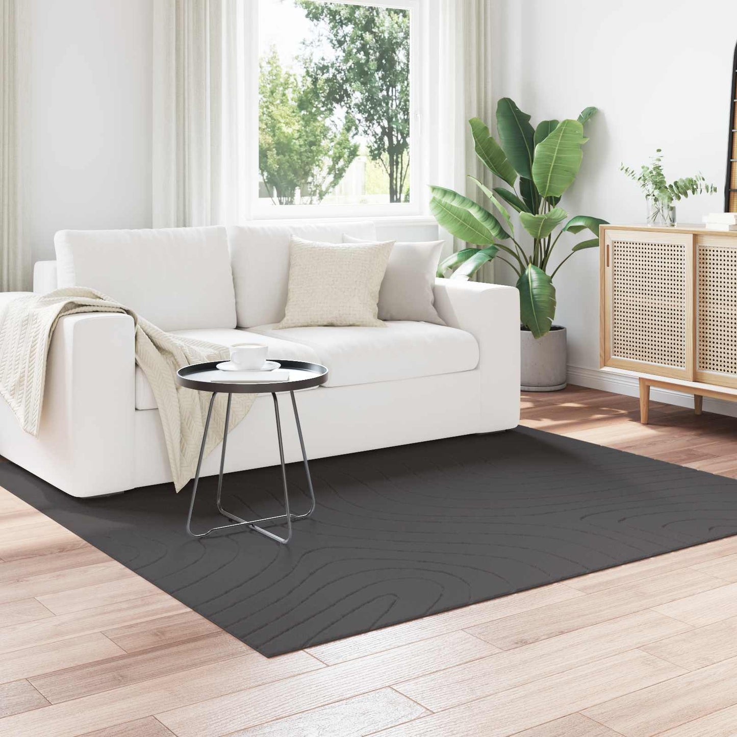 Area Rugs Square PALMERAS Anthracite 200 x 200 cm Polyester