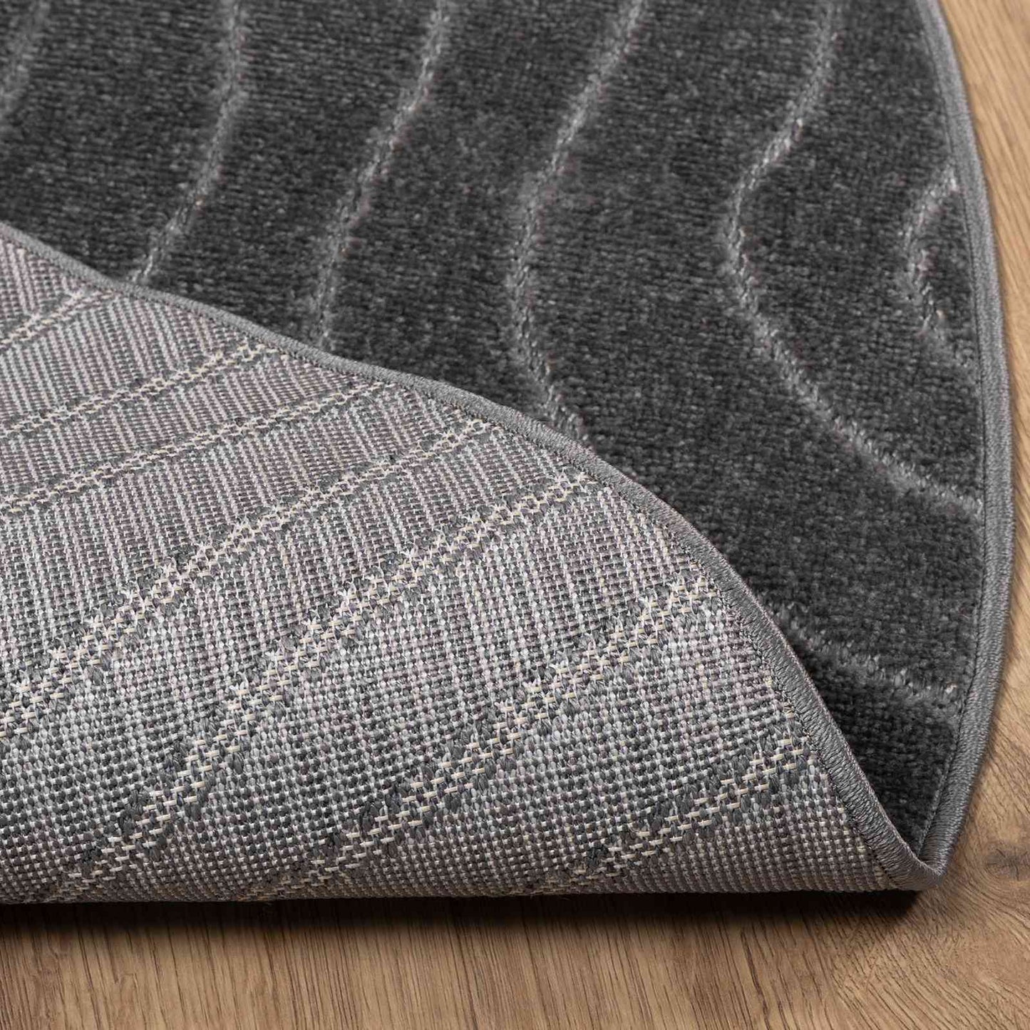 Area Rugs Round PALMERAS Anthracite Ø 120 CM Polyester