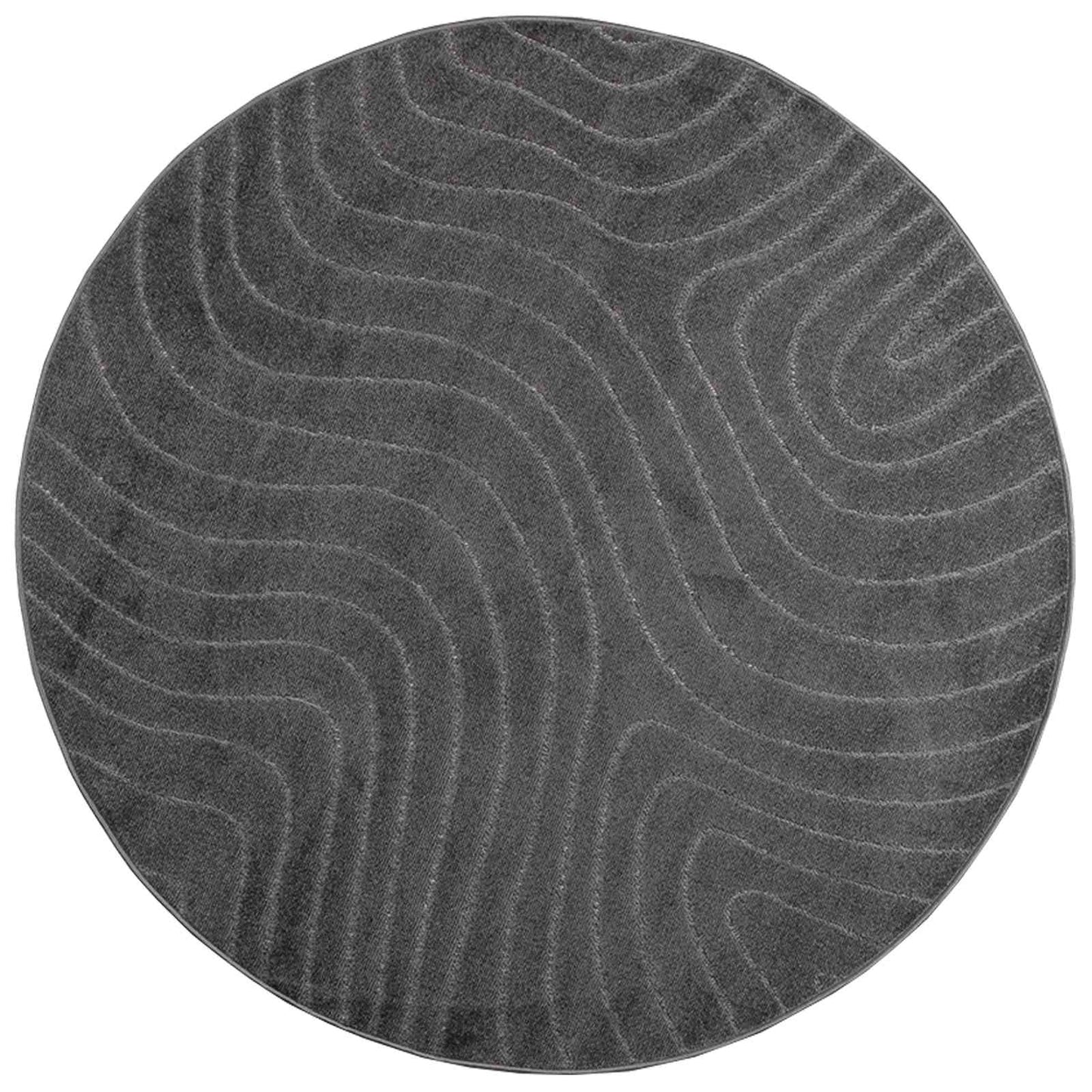 Area Rugs Round PALMERAS Anthracite Ø 120 CM Polyester